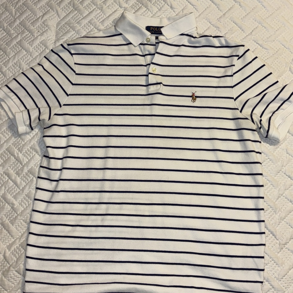 Polo by Ralph Lauren White and Navy Striped Shirt.  S